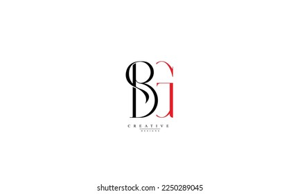 Letras alfabéticas Iniciales Monograma BG GB B G