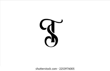 Letras alfabéticas Iniciales Monograma ST, TS, S y T