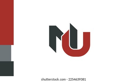 Alphabet letters Initials Monogram logo NU, UN, N and U