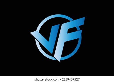 Letras alfabéticas Iniciales Logo Monograma FV, VF, F y V. VF logotipo con círculo.