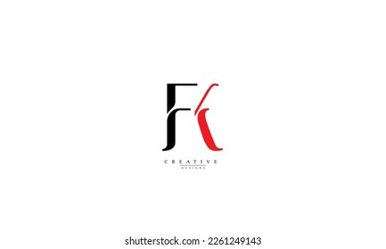 Letras alfabéticas Iniciales Monograma FK KF F K