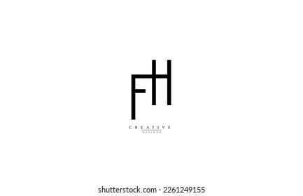 Letras alfabéticas Iniciales Monograma FH HF H H