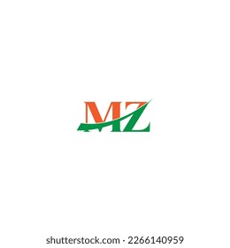 Letras alfabéticas Iniciales Logotipo Monograma MZ, ZM, M y Z