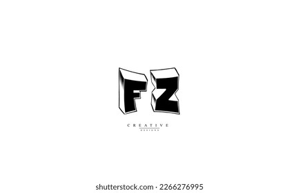 Letras alfabéticas Iniciales Monograma FZ ZF F Z