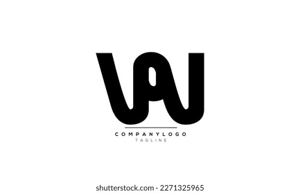 Letras alfabéticas Iniciales Monograma W, WA INITIAL, carta WA