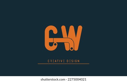 Alphabet letters Initial Monogram Logo EW, WE