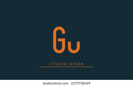 Alphabet letters Initial Monogram logo GU, UG