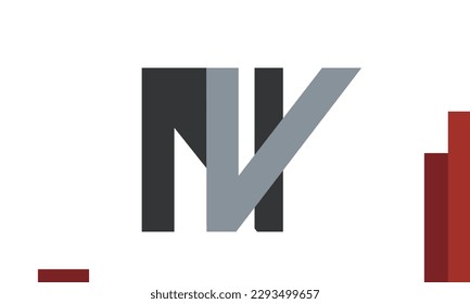 Alphabet letters Initials Monogram logo NV, VN, N and V