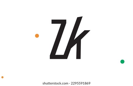 Letras alfabéticas Iniciales Logotipo Monograma ZK, KZ, Z y K