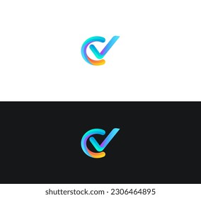 Alphabet letters Initials Monogram logo CV, VC. 3D colorful CV, VC, OV, VO Logo.