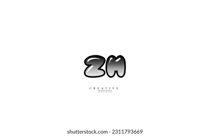 Letras alfabéticas Iniciales Monograma ZM MZ Z M