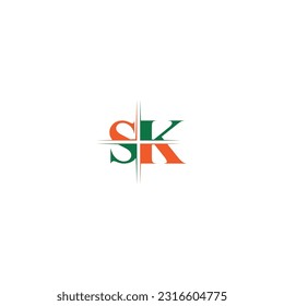 Letras alfabéticas Iniciales Logotipo de monograma KS, SK, K y S