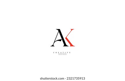 Letras alfabéticas Iniciales Monograma AK KA A K