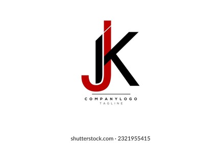 Letras alfabéticas Logo del Monograma JK, JK INITIAL, carta JK