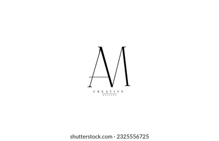 Letras alfabéticas Iniciales Monograma AM MA A M