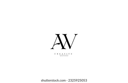 Letras alfabéticas Iniciales Monograma AW A W