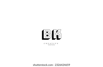 Letras alfabéticas Iniciales Monograma BK KB B K