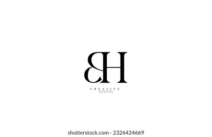 Letras alfabéticas Iniciales Monograma BH HB B H