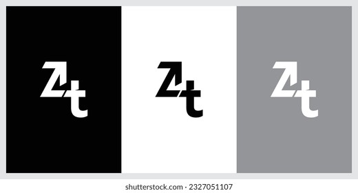 Letras alfabéticas Iniciales Logotipo Monograma ZT, TZ