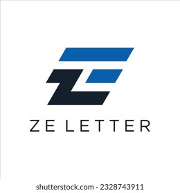 Letras alfabéticas Iniciales logotipo de monograma ZE, ZE INITIAL, letra ZE