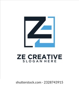 Letras alfabéticas Iniciales logotipo de monograma ZE, ZE INITIAL, letra ZE