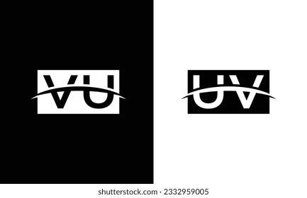 Alphabet letters Initials Monogram logo UV, VU, U and V