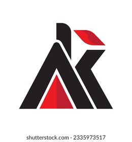 Letras alfabéticas Iniciales Logotipo Monograma AK, KA, A y K.
