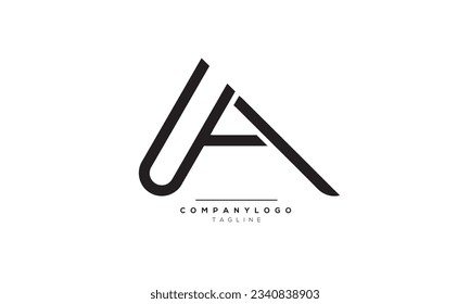 Letras alfabéticas Logo del Monograma inicial UA, UA INITIAL, letra de la UA