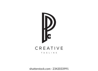 Letras alfabéticas Iniciales Logo PC, P Y C Monograma