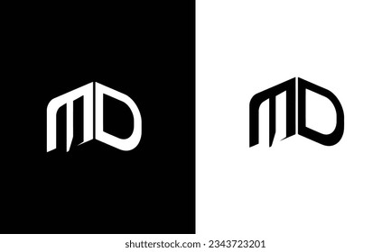 Letras alfabéticas Iniciales Monograma MD M D