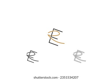 Alphabet letters Initials Monogram logo ER, RE, E and R