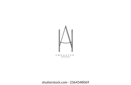 Alphabet letters Initial Monogram Logo AH HA A H