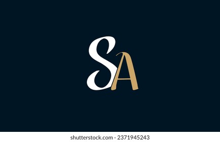 Letras alfabéticas Iniciales Monograma SA, AS, S y A