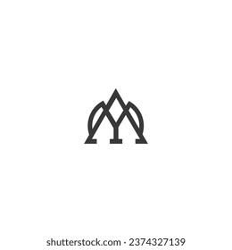 Alphabet letters Initials Monogram logo AY, YA, A and Y