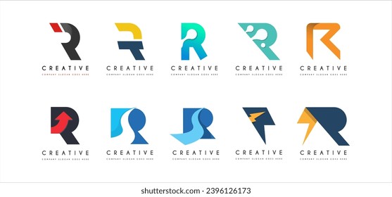 Alphabet letters Initials Monogram logo PR RP P R. Letter R PR P Logo Set vector.