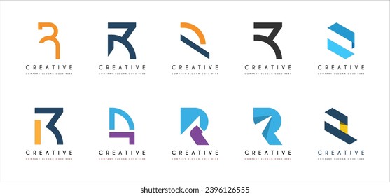 Alphabet letters Initials Monogram logo PR RP P R. Letter R PR P Logo Set vector.