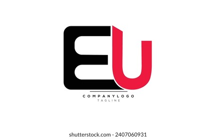 Letras alfabéticas Iniciales logotipo Monograma UE, EU INITIAL,EU letter
