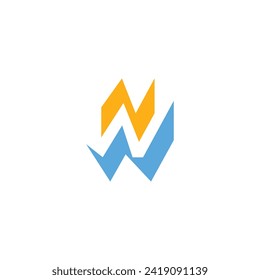Letras alfabéticas Iniciales Monograma NW, WN, N y W