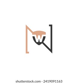 Letras alfabéticas Iniciales Monograma NW, WN, N y W