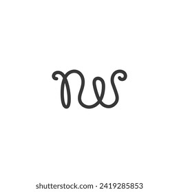 Letras alfabéticas Iniciales Monograma NW, WN, N y W
