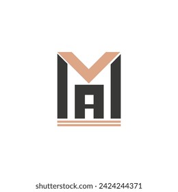 Alphabet letters Initials Monogram logo AM, MA, A and M
