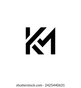 Alphabet letters or Initials. Monogram logo KM, K and M