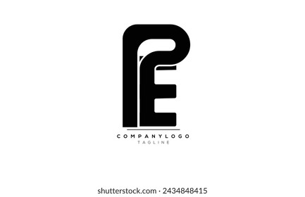 Alphabet letters Initials Monogram logo PE, PE INITIAL, PE letter