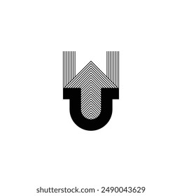 Buchstaben Initialen Monogramm Logo UW, WU, W und U