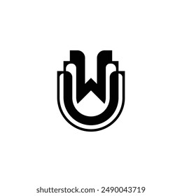 Buchstaben Initialen Monogramm Logo UW, WU, W und U