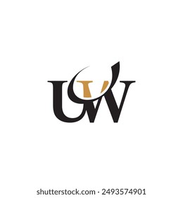 Letras del alfabeto Iniciales Monograma logo UW, WU, W y U