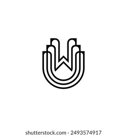 Letras del alfabeto Iniciales Monograma logo UW, WU, W y U