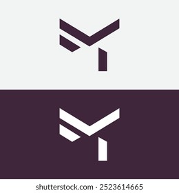 Letras del alfabeto Iniciales Logotipo del monograma MF, FM, M y F

