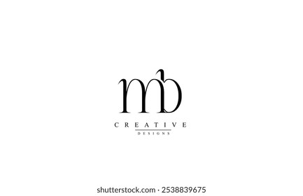 Letras alfabéticas Iniciais Logotipo do monograma MB BM M B