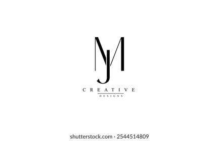 Letras del alfabeto Iniciales Logotipo del monograma MJ JM M J
